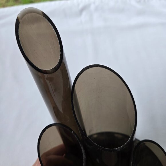 Vintage 80's Desk Organizer Pencil Caddy Smoky Acrylic - Picture 2 of 8